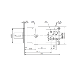 Labai galingas SMSY 315 hidraulinis variklis 17 kW 235 aps./min. su padidintu sukimo momentu iki 870 Nm