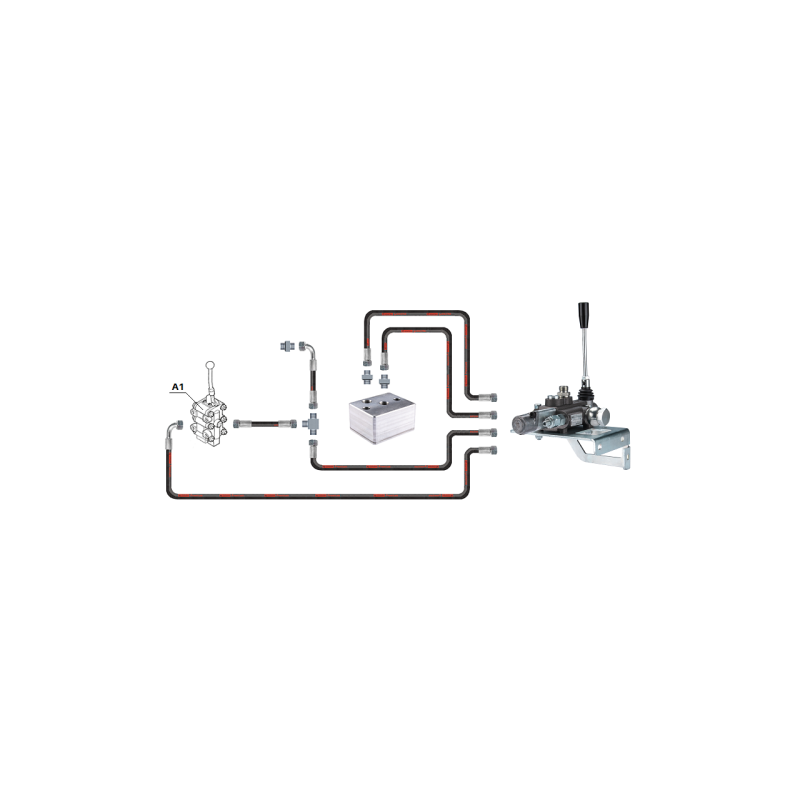 Hidraulika MF255 Ursus 3512 2812 hidraulinis skirstytuvas, 1 sekcijos žarnos ir jungtys