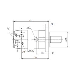 SMS hidraulinis variklis, darbinis tūris: 100 cm3/aps., greitis: 750 aps./min., su 90° kampine plokšte