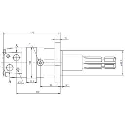 SMS hidraulinis variklis, darbinis tūris: 125 cm3/aps., greitis: 600 aps./min., su plokšte ir dangčiu