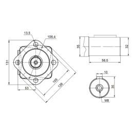 SMS hidraulinio variklio darbinis tūris: 100 cm3/aps. Apsūkiai: 750 aps./min. Į komplektą įeina kardaninis velenas