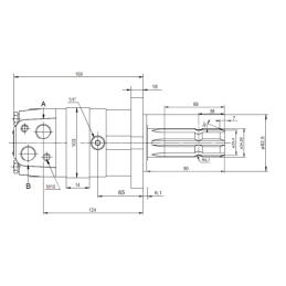 SMS hidraulinis variklis, darbinis tūris: 80 cm3/aps., greitis: 930 aps./min., su 1 3/8" skersmens kardaniniu velenu, su tvirtin