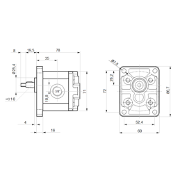 Hidraulinis krumpliaratinis siurblys + 3 fazių variklis 380 V 0,55 kW komplekte su varpo formos jungtimi ir kumšteliu, komplekto