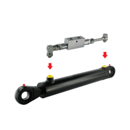 Dvigubo veikimo hidraulinio cilindro ilgis: 910 mm, eiga: 630 mm, CJ2F-63/36/630, komplektuojamas su fiksuojančiu apsauginiu vož