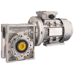 Trifazis 380 V 0,55 kW elektros variklis su HMRV 60 sliekine pavarų dėže, kurios perdavimo skaičius 1:60. Atitinka NMRV MOTOVARI
