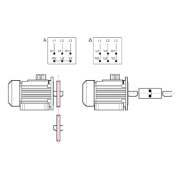 Trifazis 400 V IE3 elektros variklis, tipas B35 G90L, galia: 2,2 kW, apsukos: 1400 aps./min., velenas: 24 mm, su flanšu skambuči