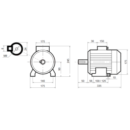 230 V B3 1,5 kW G90 1420 aps./min. W24 variklis su įmontuotu paleidimo ir darbiniu kondensatoriumi