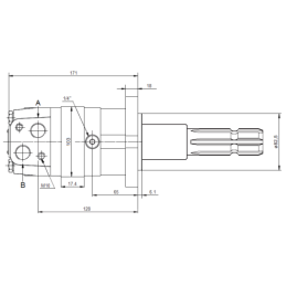 SMS hidraulinio variklio darbinis tūris: 100 cm3/aps. greitis: 750 aps./min. su plokšte ir dangčiu