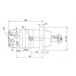 SMS hidraulinis variklis, darbinis tūris: 200 cm3/aps., greitis: 390 aps./min., su guoliais ašies pavarai