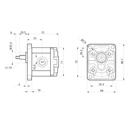 Hidraulinis krumpliaratinis siurblys + 3 fazių variklis 380 V 0,75 kW komplekte su varpo formos jungtimi ir kumšteliu, komplekto