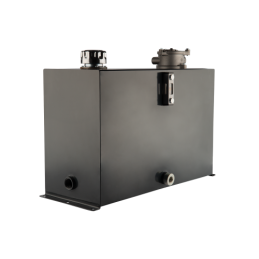 Universalus metalinis hidraulinės alyvos bakas, 45 litrų talpa, su papildoma įranga, montuojamas ant pagrindo