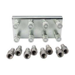 Lizdų plokštė aštuonioms greito prijungimo jungtims, plokščioms sausoms atjungimo jungtims + M18x1,5 kištukams montuoti