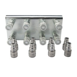 Lizdų plokštė aštuonioms greito prijungimo jungtims, plokščioms sausoms atjungimo jungtims + M18x1,5 kištukams montuoti