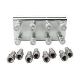 Lizdų plokštė aštuonioms greito prijungimo jungtims, plokščioms sausoms atjungimo jungtims + M22x1,5 kištukams montuoti