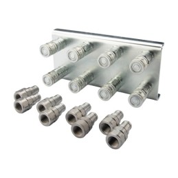 Lizdų plokštė aštuonioms greito prijungimo jungtims, plokščioms sausoms atjungimo jungtims + M22x1,5 kištukams montuoti