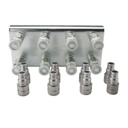 Lizdų plokštė aštuonioms greito prijungimo jungtims, plokščioms sausoms atjungimo jungtims + M22x1,5 kištukams montuoti