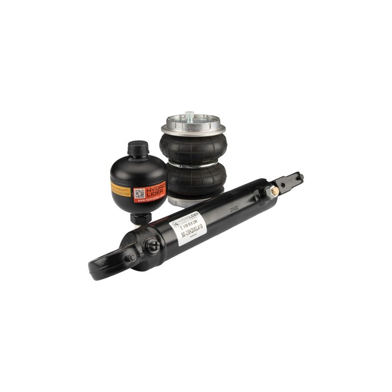 Pakabos amortizatorių komplektas Vienpusio veikimo cilindras 50/28/200 l: 415 U25 + Silfonas su jungtimis 130x2 + Hidraulinis ak