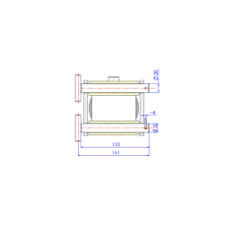 Atraminis dvipusis cilindras su rutuliu ir atrama, kurio eiga 250 mm CJ2F-60/35/250