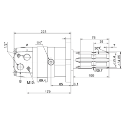 SMS hidraulinis variklis, darbinis tūris: 400 cm3/aps., greitis: 190 aps./min., komplekte su kardaniniu velenu