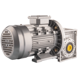 Trifazis 380 V 1,1 kW elektros variklis su HMRV 63 IEC90 sliekine pavarų dėže, kurios perdavimo skaičius yra 1:10. Atitinka NMRV