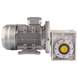 Trifazis 380 V 1,1 kW elektros variklis su HMRV 63 IEC90 sliekine pavarų dėže, kurios perdavimo skaičius yra 1:10. Atitinka NMRV