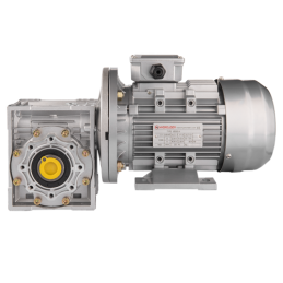 Trifazis 380 V 1,1 kW elektros variklis su HMRV 63 IEC90 sliekine pavarų dėže, kurios perdavimo skaičius yra 1:20. Atitinka NMRV