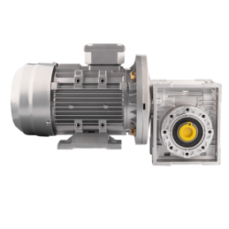 Trifazis 380 V 1,1 kW elektros variklis su HMRV 63 IEC90 sliekine pavarų dėže, kurios perdavimo skaičius yra 1:7,5. Atitinka NMR