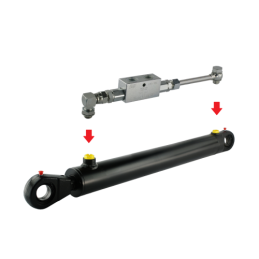 Dvigubo veikimo hidraulinio cilindro ilgis: 1182 mm, eiga: 900 mm, CJ2F-63/36/900, komplektuojamas su fiksuojančiu apsauginiu vo