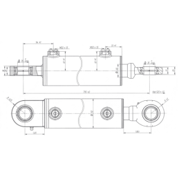 Dvigubo veikimo hidraulinio cilindro ilgis: 795 mm, eiga: 525 mm, CJ2F-80/40/525