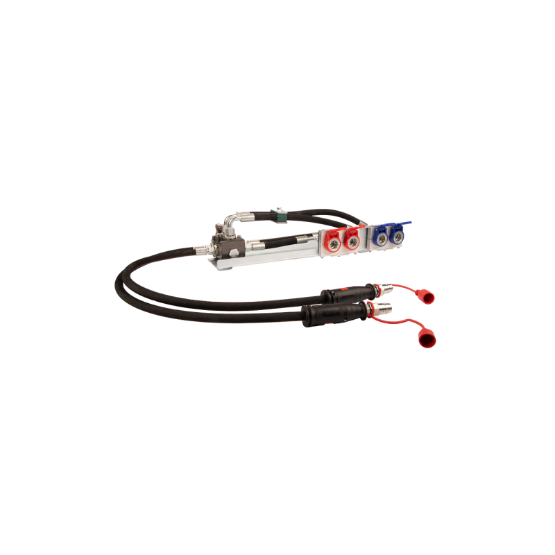 Krautuvo hidraulika PUSH-PULL 3 sekcijų plokštės solenoidinis vožtuvas 6/2 greitos jungtys 2 m žarnos