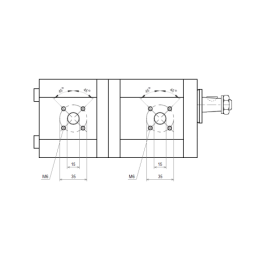 Dviejų sekcijų hidraulinis siurblys 16+14cm3, kairinis sukimasis, STEYR traktoriui