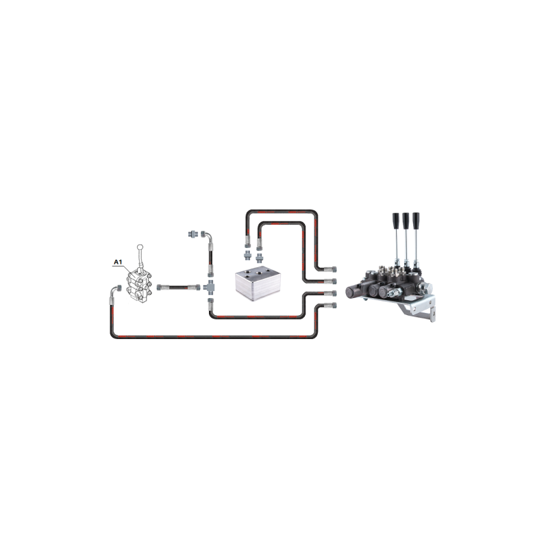 Hidraulika MF255 Ursus 3512 2812 hidraulinis skirstytuvas, 3 sekcijų žarnos ir jungtys