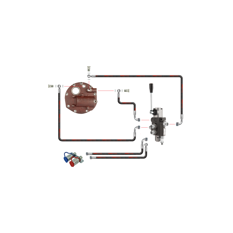 Novatoriška hidraulika, skirta „Zetor 5211 7211“. 1 sekcijos hidraulinis skirstytuvas, pilnas siurblio dangtis su išorinio skirs