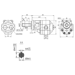 Hidraulinis krumpliaratinis siurblys, 3 grupė, dvikryptis ISO velenas, našumas: 80 cm3/aps.