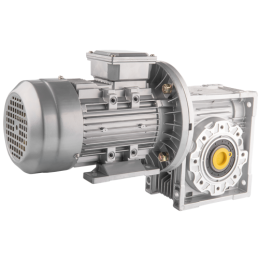 Trifazis 380 V 0,75 kW elektros variklis su HMRV 75 IEC80 sliekine pavarų dėže, kurios perdavimo skaičius yra 1:60. Atitinka NMR