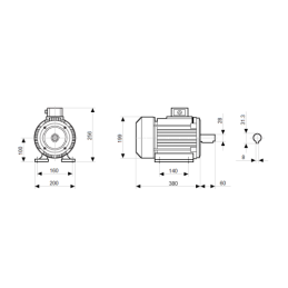 Trifazis 400 V IE3 elektros variklis, B3 tipas, galia: 3 kW, apsukos: 1450 aps./min.