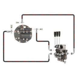 3 sekcijų hidraulinis skirstytuvas su naujo tipo dangteliu ir išleidimo anga išoriniam skirstytuvui, skirtas traktoriui „Ursus C