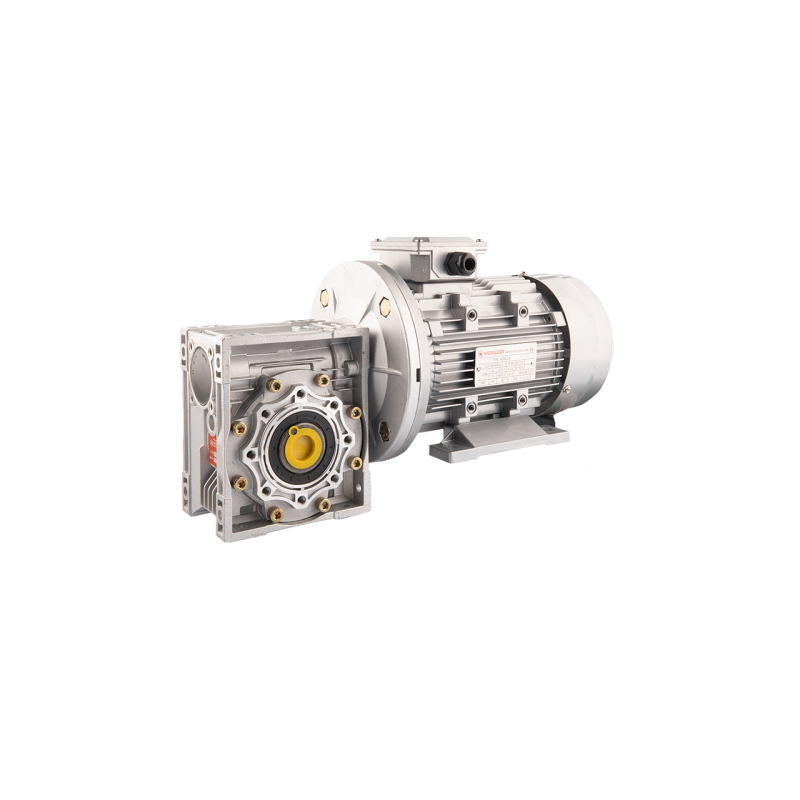 Trifazis 380 V 2,2 kW elektros variklis su HMRV 63 IEC90 sliekine pavarų dėže, kurios perdavimo skaičius yra 1:10. Atitinka NMRV