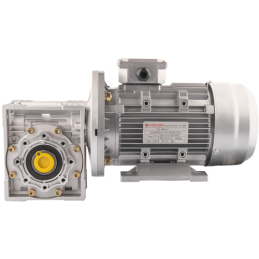 Trifazis 380 V 2,2 kW elektros variklis su HMRV 63 IEC90 sliekine pavarų dėže, kurios perdavimo skaičius yra 1:10. Atitinka NMRV