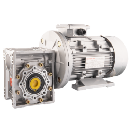 Trifazis 380 V 2,2 kW elektros variklis su HMRV 63 IEC90 sliekine pavarų dėže, kurios perdavimo skaičius yra 1:7,5. Atitinka NMR
