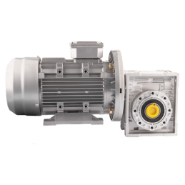 Trifazis 380 V 2,2 kW elektros variklis su HMRV 63 IEC90 sliekine pavarų dėže, kurios perdavimo skaičius yra 1:7,5. Atitinka NMR