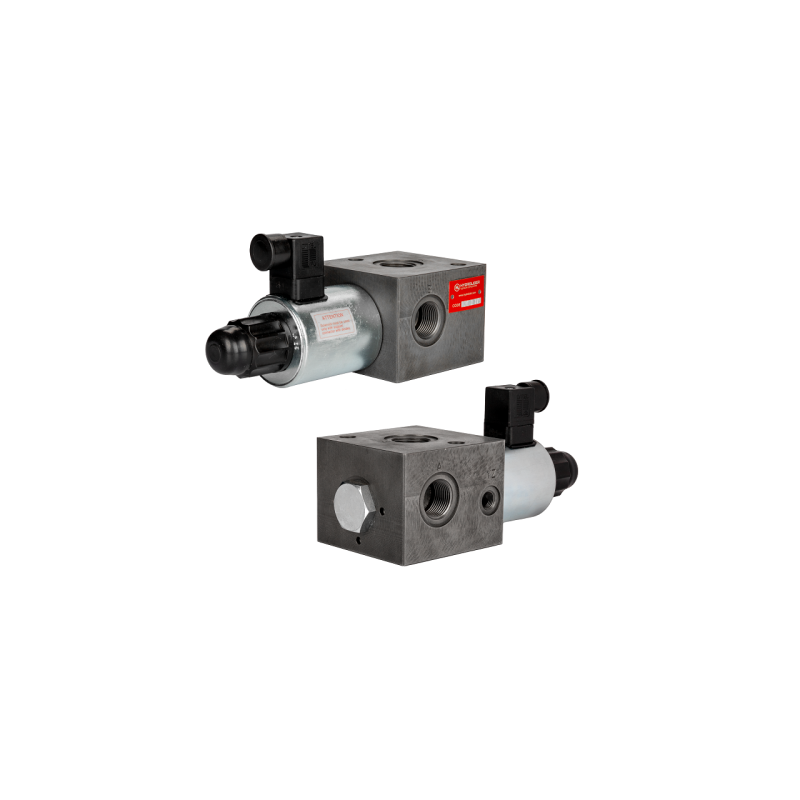 Elektriniu būdu valdomas 3 padėčių hidraulinis vožtuvas. 3/2 sriegis: 3/4 colio. Įtampa: 12 V. Srautas: 100 l/min. Maks. slėgis: