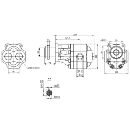 Hidraulinis krumpliaratinis siurblys, 3 grupė, dvikryptis, ISO velenui, 8 pjovimo ašmenys, našumas: 63 cm3/aps.