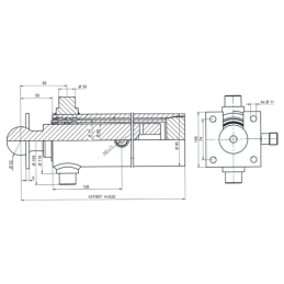 Teleskopinis hidraulinis cilindras D35 priekabai, eiga: 520 mm + atrama ir suvirinimo lizdas