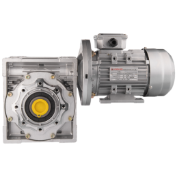 Trifazis 380 V 0,55 kW elektros variklis su HMRV 90 IEC80 sliekine pavarų dėže, kurios perdavimo skaičius yra 1:80. Atitinka NMR