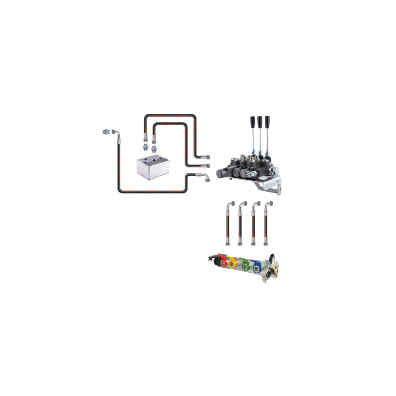 Hidraulika MF255 Ursus 3512 2812 hidraulinis skirstytuvas, 3 sekcijų žarnos ir jungtys