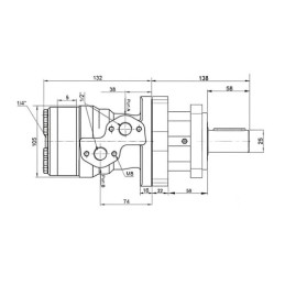 BMR 25 hidraulinis variklis su 25 mm velenu, absorbcijos našumas: 25 cm3/aps., greitis: 1600 aps./min., komplektas su priedu, BM