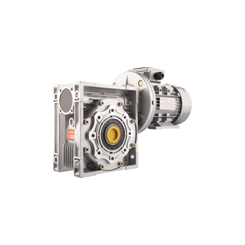 Trifazis 380 V 0,75 kW elektros variklis su HMRV 90 IEC80 sliekine pavarų dėže, kurios perdavimo skaičius yra 1:80. Atitinka NMR