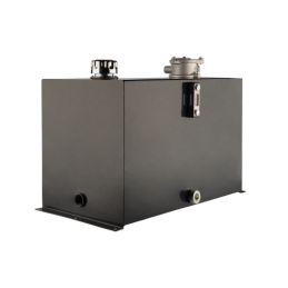 Universalus metalinis hidraulinės alyvos bakas, talpa 75 litrai, su papildoma įranga, montuojamas ant pagrindo