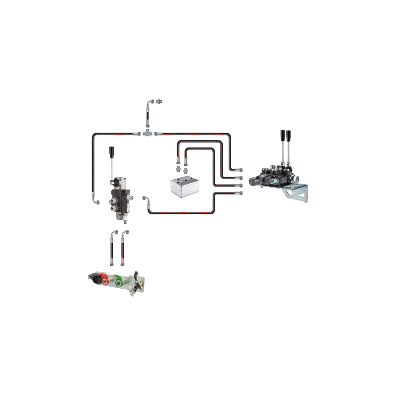 Hidraulika MF255 Ursus 3512 2812 hidraulinis skirstytuvas, 1 sekcijos ir 2 sekcijų žarnos ir jungtys